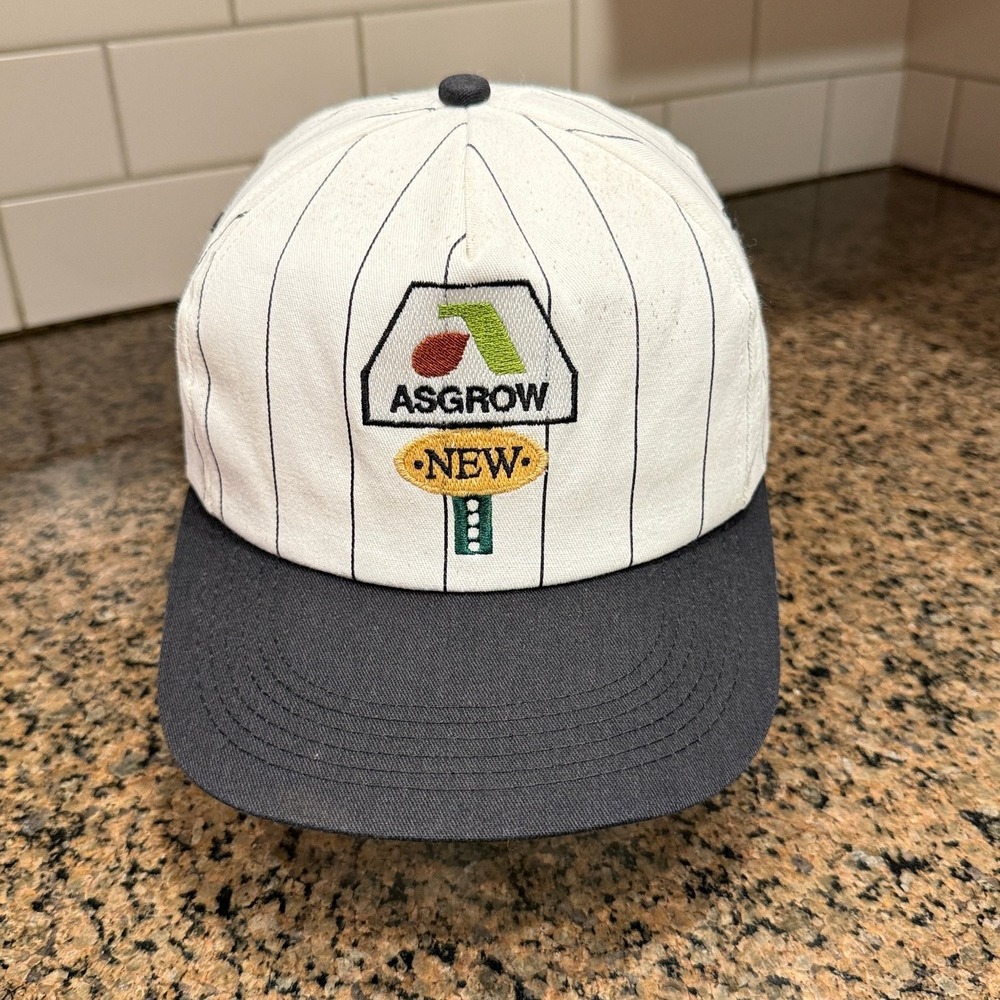 Vtg ASGROW NEW K-Products Pinstripe Baseball Cap Snapback Hat